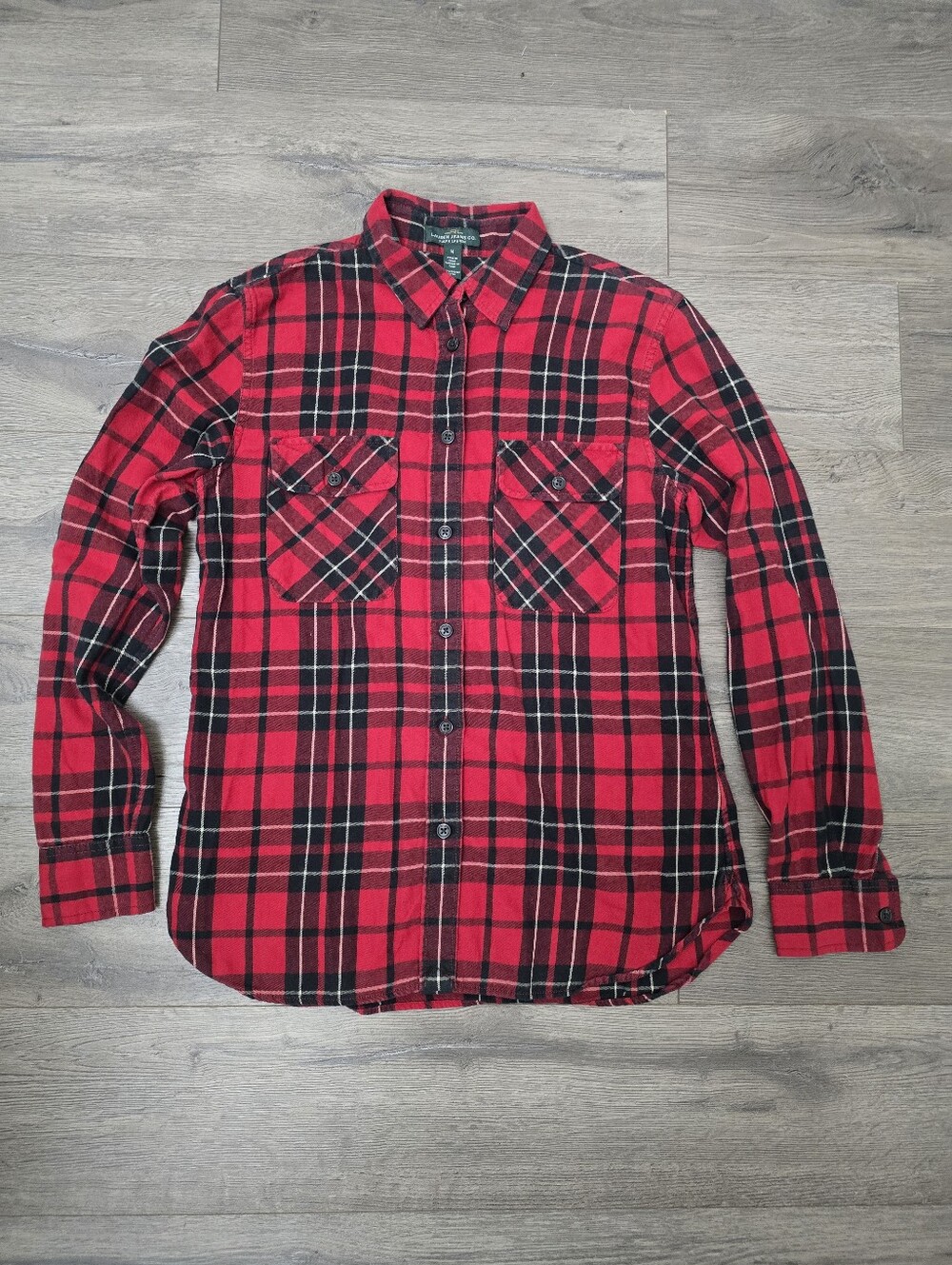Lauren Ralph Lauren Flannel Plaid Button Down Top Womens Size Small 100% Cotton